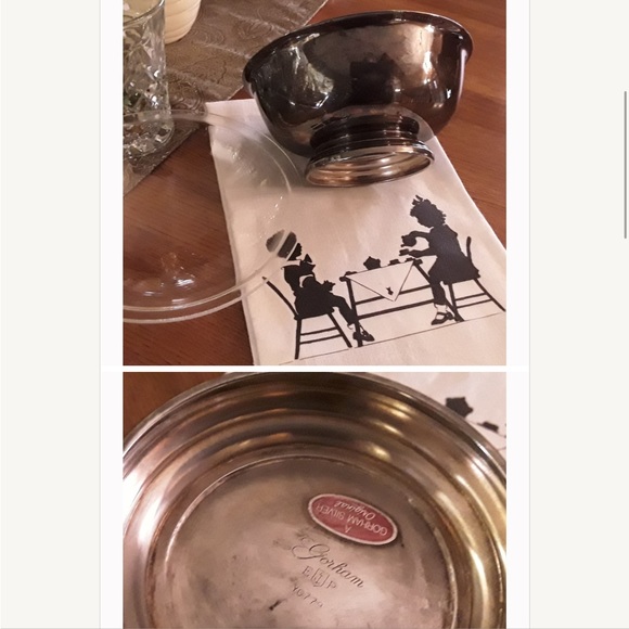 VINTAGE GORHAM 1940’S SILVER PLATE HEAVY SERVING / FRUIT BOWL WITH LINER - Picture 5 of 8